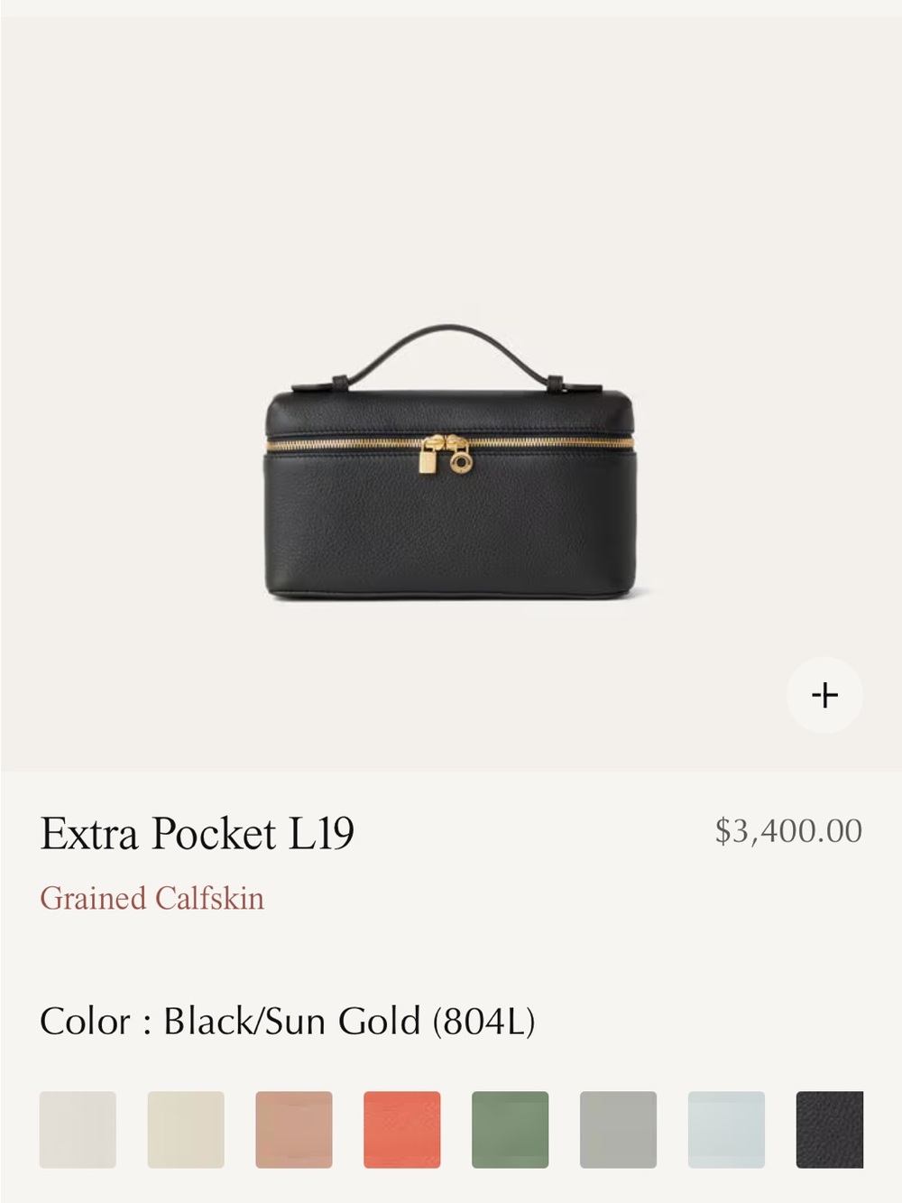 Loro Piana Black Crossbody Vanity Case with Sun Gold Hardware